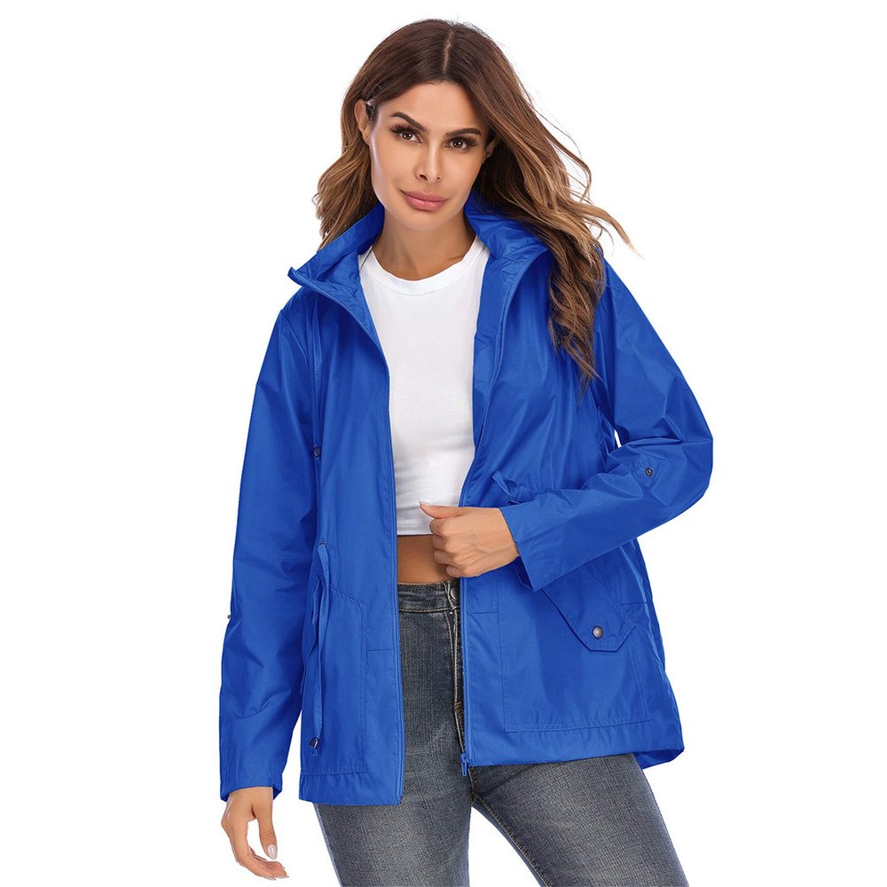 Andongnywell Waterproof Waistcoat hoodedbreathable mesh Outdoor Hiking Rainproof Jacket Waterproof Rain Jacket (Dark Blue,X-Large)