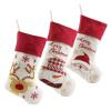 Christmas Stockings Set of 3 Santa Snowman Reindeer Xmas Character 3D Plush Linen Hanging Tag Knit Border for Holiday Party DUO ER view 1