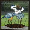 Great Blue Heron Pair - Leaded Stained Glass Art Panel - Window Hanging view 1