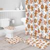 4 Pcs Shower Curtain Sets with Non-Slip Rug, Toilet Lid Cover & Bath Mat, Christmas Element Gingerbread Man Candy Stick Snowflake Waterproof Shower Curtain with 12 Hooks for Bathroom, 66 x 72 inch view 3