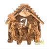 Wooden Nativity Set for Christmas Made of Olive Wood in The Holy Land - 12 Piece Faceless Figurine Nativity Scene Set with Music Box - Christmas Decoration view 1