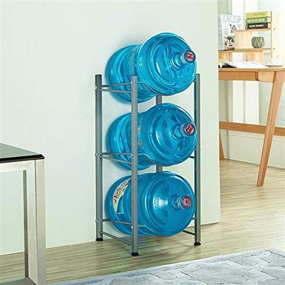 3-Tier Water Jug Holder Rack Stainless Steel, Water Bottle Detachable Rack Organizer Heavy and Durable Water Bottle Carrier with Holder Easy Assemble for Kitchen Drawing Room