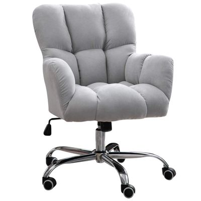 Swivel Office Chair Home Chairs Cotton Linen, Swivel Office Desk Chair with Lifting and Backrest Adjustable, Ergonomic Computer Chair with Mute Swivel Casters, Seat Depth 17.7in Desk Accent Chair