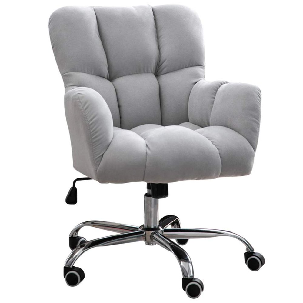 Swivel Office Chair Home Chairs Cotton Linen, Swivel Office Desk Chair with Lifting and Backrest Adjustable, Ergonomic Computer Chair with Mute Swivel Casters, Seat Depth 17.7in Desk Accent Chair