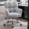 Swivel Office Chair Home Chairs Cotton Linen, Swivel Office Desk Chair with Lifting and Backrest Adjustable, Ergonomic Computer Chair with Mute Swivel Casters, Seat Depth 17.7in Desk Accent Chair view 2