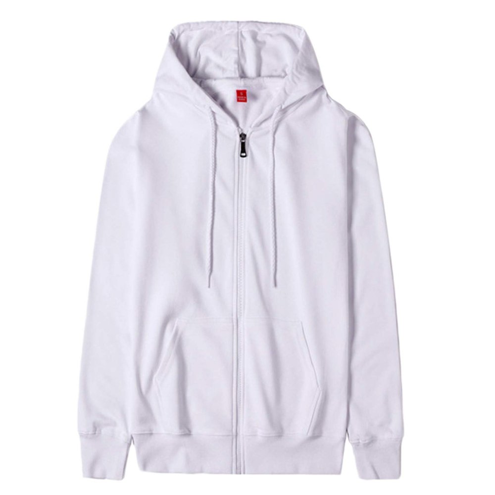 Women's Solid Color Slim Fit Casual Full-Zip Hooded Lightweight Long Sleeve Sweatshirt Cape White