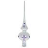 Purple Jewel Stars and Pearls on White Glass Christmas Tree Topper 11 Inches view 1