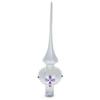 Purple Jewel Stars and Pearls on White Glass Christmas Tree Topper 11 Inches view 2