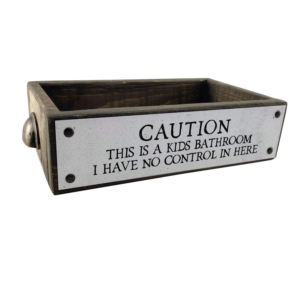 ANVEVO Caution This is A Kids Bathroom, I Have No Control in Here  Bathroom Box  Cute & Funny Rustic Farmhouse Bathroom Decor - Toilet Paper Holder - Wood Boxes with Sayings  Diaper Caddy