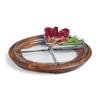 Namb Cooper Collection Crudit Centerpiece  13.75 Round Design with Glass Sections & Acacia Wood Base  Elegant Serveware for Fresh Snacks, Fruits & Vegetables, Perfect Table Accent for Dining view 2
