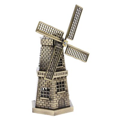 Inzopo Bronzer Metal Dutch Windmill Model Statue Figurine Craft for Cafe Bars Decor
