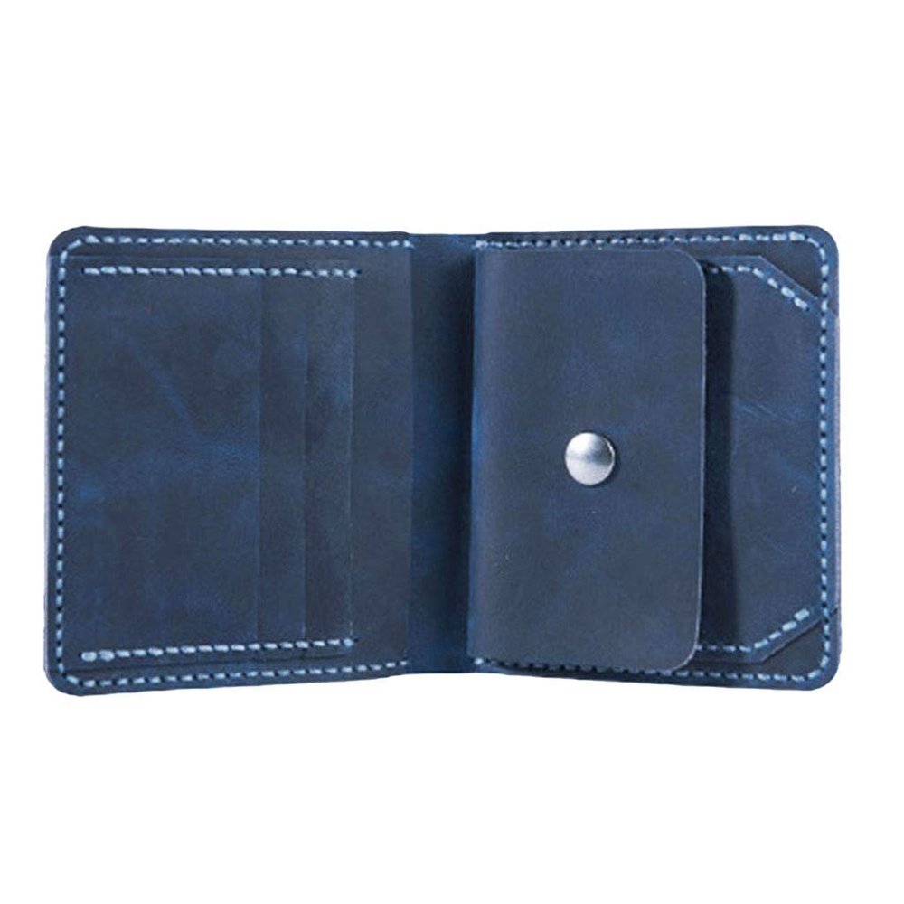 Inzopo DIY Handmade Leather Short Wallet Kit Purse Credit Card Holder Kit Make Your Own Leather Wallet - Blue