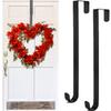 LEOTHER 2 Pcs Front Door Metal Wreath Hanger for Christmas Over The Door Single Hook Holder for Practical Party Decoration, Hanging Clothing, Towels, Wreaths, Bags (Matte Black) view 1