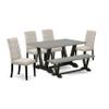 East West Furniture V696EL635-6 6 Piece Dining Room Table Set Contains a Rectangle Kitchen Table with V-Legs and 4 Doeskin Linen Fabric Parson Chairs with a Bench, 36x60 Inch, Multi-Color view 1