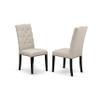 East West Furniture V696EL635-6 6 Piece Dining Room Table Set Contains a Rectangle Kitchen Table with V-Legs and 4 Doeskin Linen Fabric Parson Chairs with a Bench, 36x60 Inch, Multi-Color view 4