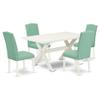 East West Furniture X026EN257-5 5 Piece Kitchen Table Set for 4 Includes a Rectangle Dining Room Table with X-Legs and 4 Pond Faux Leather Parsons Dining Chairs, 36x60 Inch, Multi-Color view 1
