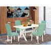East West Furniture X026EN257-5 5 Piece Kitchen Table Set for 4 Includes a Rectangle Dining Room Table with X-Legs and 4 Pond Faux Leather Parsons Dining Chairs, 36x60 Inch, Multi-Color view 2