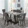 East West Furniture V696GA650-5 5 Piece Dining Table Set Includes a Rectangle Dining Room Table with V-Legs and 4 Dark Gotham Linen Fabric Upholstered Chairs, 36x60 Inch, Multi-Color view 2