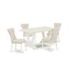 East West Furniture V026GA235-5 5 Piece Kitchen Table & Chairs Set Includes a Rectangle Dining Room Table with V-Legs and 4 Doeskin Linen Fabric Parsons Chairs, 36x60 Inch, Multi-Color view 1
