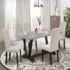 East West Furniture V697EL635-5 5 Piece Modern Dining Table Set Includes a Rectangle Wooden Table with V-Legs and 4 Doeskin Linen Fabric Parsons Dining Chairs, 40x72 Inch, Multi-Color view 2