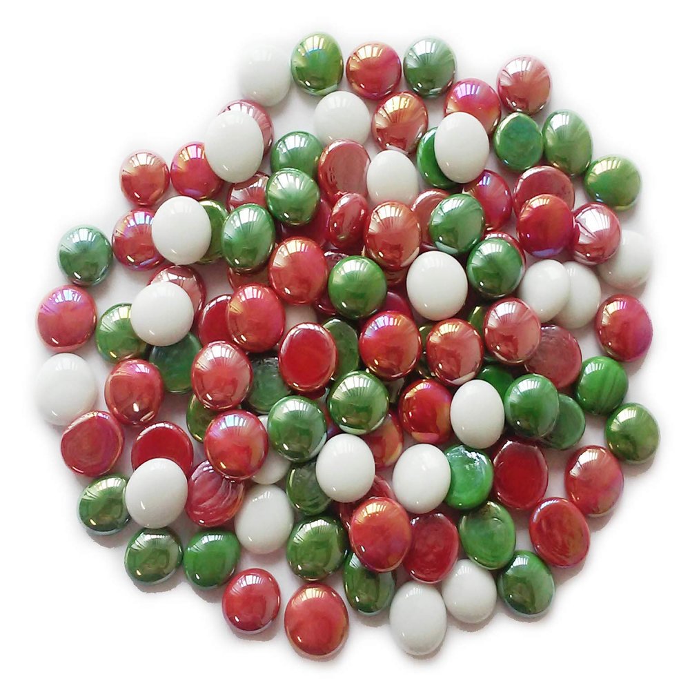 Creative Stuff Glass - Vase Fillers - Glass Gems (4 LB, Christmas Opal Mix)
