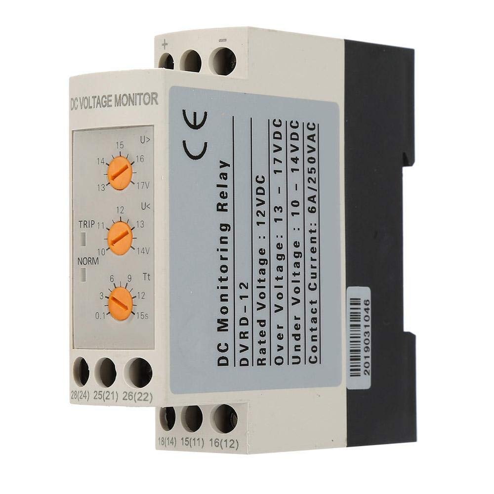 Akozon Voltage Monitoring Relay DC 12V/24V/36V/48V Over-Voltage and Under-Voltage Relay 35MM Rail(DC24V)