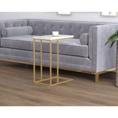 Unknown1 Accent Table 19l C-Shaped Marble Gold Metal 18'9' X 11'8' 24' Multi Color Modern Contemporary Rectangle MDF