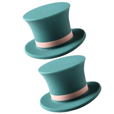 2 Pack Fashion Hat Shape Silicone Wine Bottle Stoppers Red Wine Cork Sealer Reusable Bottle Lids