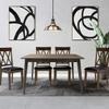 CAPHAUS Modern 5-Piece Rectangular Dining Table Set with Black Leather Cushion Chairs for Home, Seats 6, Easy to Assemble view 1