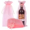 HRX Package 30pcs Organza Wine Bags Pink, Sheer Mesh Bottle Gift Pouches Wine Covers Dresses with Drawstring for Christmas view 1