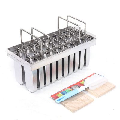 20/30Pcs Commercial Stainless Steel Ice Lolly Popsicle Molds Kit,Ice Cream Stick Holder,Homemade Popsicles(Silver) (20 ice cream mold round head flat)