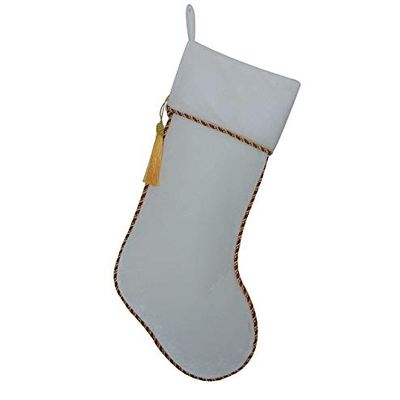 Christmas Stockings 2pcs White and Red Velvet Stocking with Tassel Tree Gifts Bags Hanging Socks for Holiday Party Decoration DUO ER (Color : White)