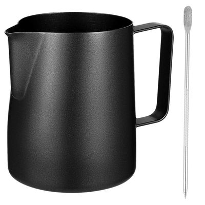 2pcs Stainless Steel Milk Frothing Jug with Latte Art Pen Food-grade Material Easy to Clean for Cappuccino Coffee Art Precise Measurement Scale Included