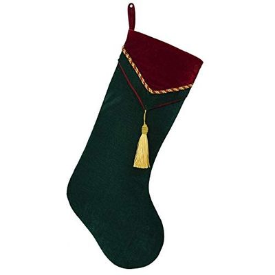 DUO ER Christmas Stockings 2pcs Red and Green Velvet Xmas Stocking with Tassel Tree Gifts Bags Hanging Socks for Holiday Party Decoration (Color : Green)