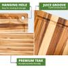 BEEFURNI Small Teak Cutting Board with Juice Groove and Hanging Hole (14x10x0.6"), Durable Wooden Cutting Boards for Kitchen, Chopping & Serving Board, Wood Cutting Board Non Toxic, Gift Box Included view 4