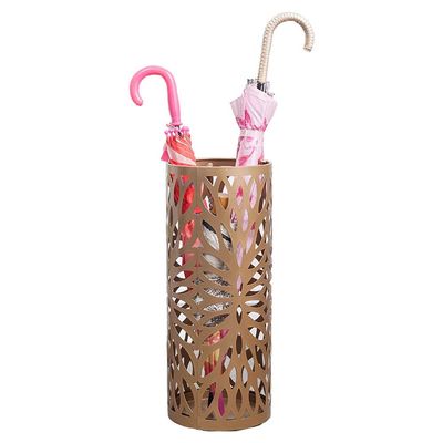 Umbrella Racks WXYZ Golden Hollow Umbrella Stand, Home Hotel Metal Umbrella Bucket, Waterproof and Rustproof Umbrella Drain Stand with 3 Hooks, 20x50cm