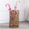 Umbrella Racks WXYZ Golden Hollow Umbrella Stand, Home Hotel Metal Umbrella Bucket, Waterproof and Rustproof Umbrella Drain Stand with 3 Hooks, 20x50cm view 2