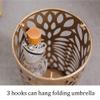Umbrella Racks WXYZ Golden Hollow Umbrella Stand, Home Hotel Metal Umbrella Bucket, Waterproof and Rustproof Umbrella Drain Stand with 3 Hooks, 20x50cm view 4