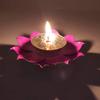 India Meets India Brass Lotus Shape Akhand Jot Diya Kamal Patti Decorative Diya for Diwali Set of 4 with Box, Best for Gifting (Pink & Yellow) view 4