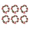 6 PCS Red Berries Candle Rings Artificial Holly Leaves of Votives Candle Holders Decor for Christmas Ornaments by Baryuefull view 1