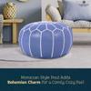 Genuine Leather Round Pouf Cover - Handmade Moroccan Ottoman Footstool, Unstuffed Footrest Under Desk - Boho Decor - Bohemian Living Room, Bedroom, Kids Room - Housewarming Gift & Wedding view 4