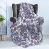 Ambesonne Paisley Throw Blanket, Blue and Purple Flowers Leaves Floral Pattern Bohemian Style Country Print, Flannel Fleece Accent Piece Soft Couch Cover for Adults, 50" x 70", Purple Blue view 3