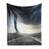 Ambesonne Nature Soft Flannel Fleece Throw Blanket, Black Tornado Funnel Gas and Thunder Rolling on the Road Fume Disaster Monochrome Print, Cozy Plush for Indoor and Outdoor Use, 50" x 70", Grey Grey view 1