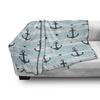 Ambesonne Anchor Soft Flannel Fleece Throw Blanket, Pattern with Anchors Modern Adventurous Striped Coastline Marine, Cozy Plush for Indoor and Outdoor Use, 70" x 90", Pale Blue view 3