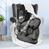 Ambesonne Cartoon Throw Blanket, Image of Big Gorilla Like as Professional Athlete Bodybuilding Gym Animal, Flannel Fleece Accent Piece Soft Couch Cover for Adults, 50" x 70", White Black view 3