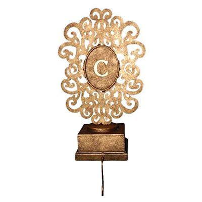 MY SWANKY HOME Monogram Scroll Pedestal Stocking Ornament Holder Gold Personalized Hanger Hook