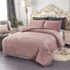 HNU 3 Piece Casual Style Soft Mink Velvet Plush Fleece Sherpa Comforter Set, Beautiful Design Thick Warm Down Alternative Silky Reversible Solid Contemporary Wood-Rose Pink Comforter Queen Size view 1