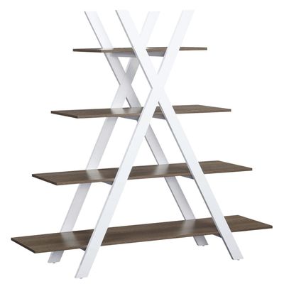 Convenience Concepts Oxford A Frame Bookshelf 45.75" - 4-Tier Farmhouse Open-Concept Bookshelf for Living Room, Family Room X-Shaped Shelving Unit for Media & Decor, Office Storage, Driftwood/White