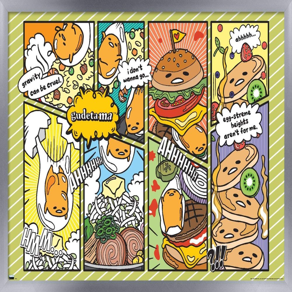 Trends International Gudetama - Food Wall Poster, 22.375" x 34", Silver Framed Version
