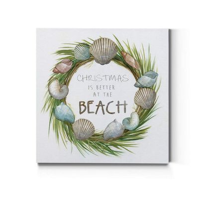 Renditions Gallery Seashell Wreath Wall Art, Christmas & Winter Artwork, Ocean & Beach Theme, Cute & Colorful, Premium Gallery Wrapped Canvas Decor, Ready to Hang, 32 in H x 32 in W, Made in America